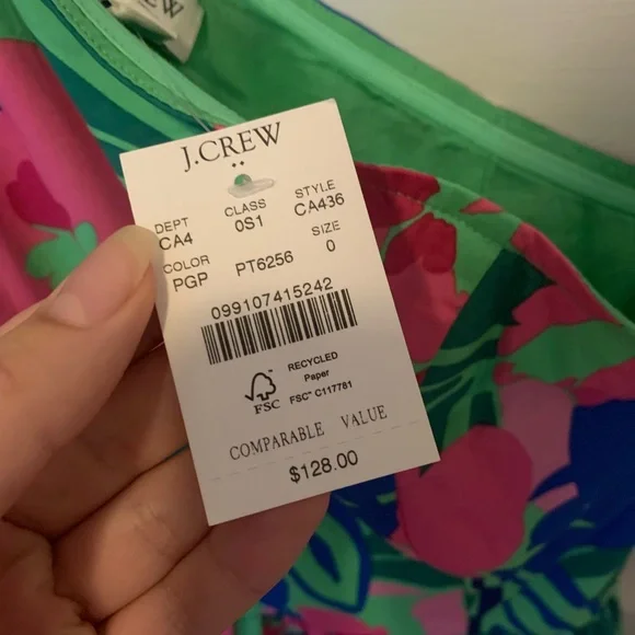 J Crew one shoulder floral dress pink blue and green size Small - Picture 5 of 6